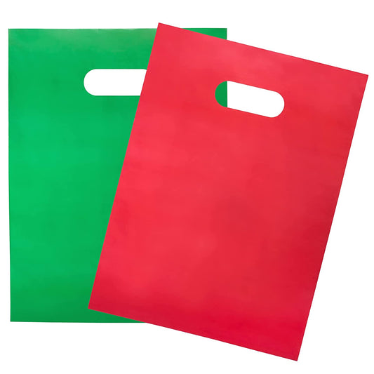 200 Red & Green Bags for Small Business 100 Red and 100 Green 1.5Mil 9"x12" Merchandise Bags Thick Glossy Retail Bags and Shopping Bags For Small Business with Die Cut Handles Boutique Bags