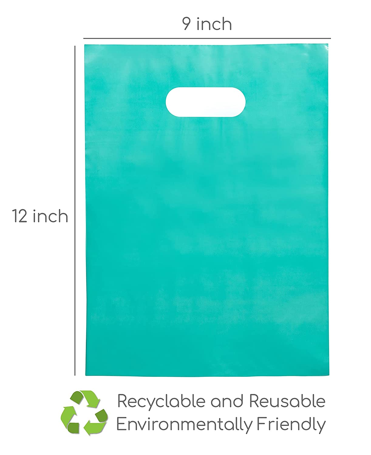 200 Teal & Purple Bags for Small Business 100 Teal and 100 Purple 1.5Mil 9"x12" Merchandise Bags Thick Glossy Retail Bags and Shopping Bags For Small Business with Die Cut Handles Boutique Bags