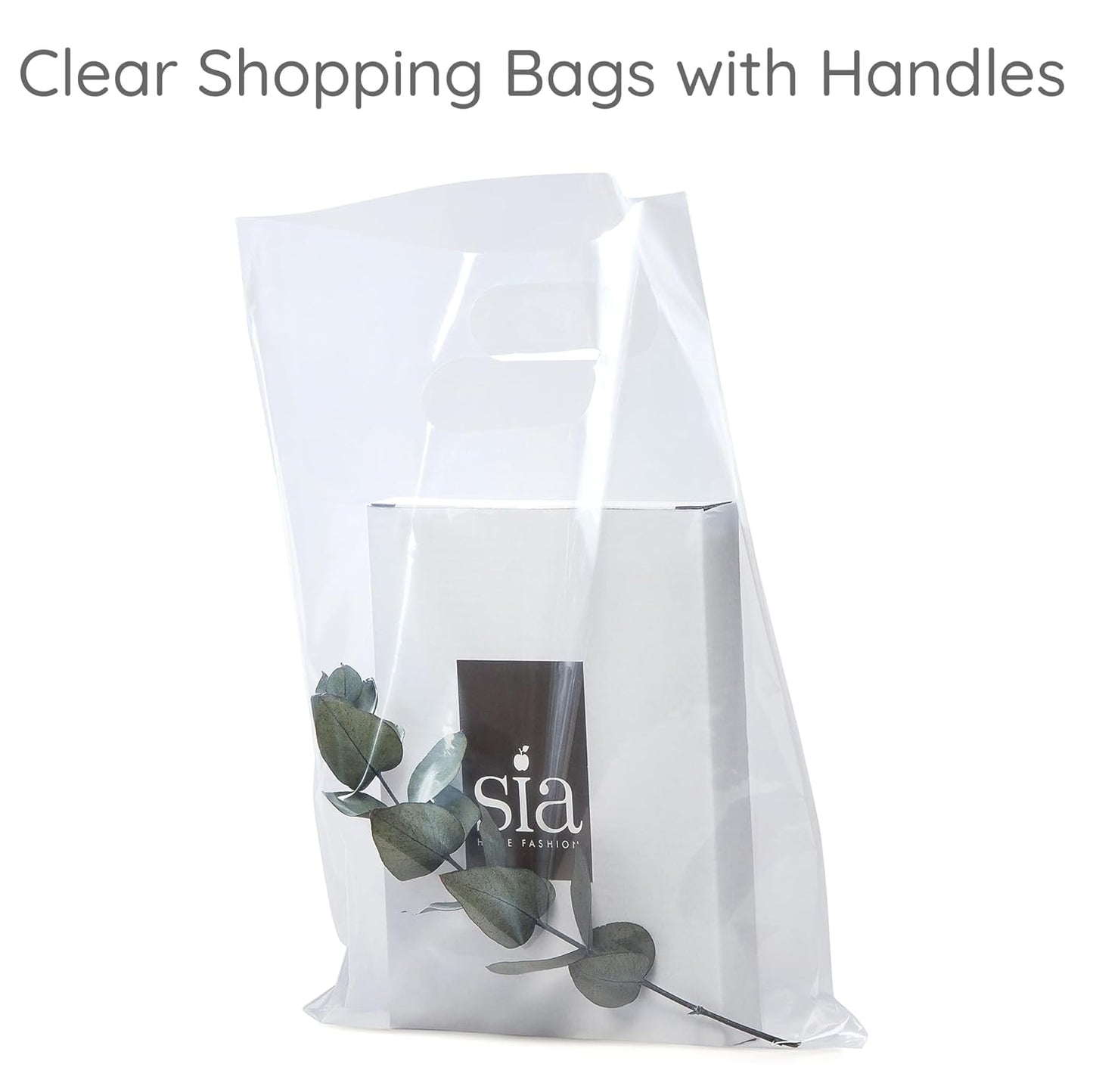 100 Clear Plastic Bags With Handles 9"x12" Merchandise Bags 1.5Mil Thick Glossy Retail Bags and Shopping Bags For Small Business Boutique Bags and Clear Gift Bags With Handles