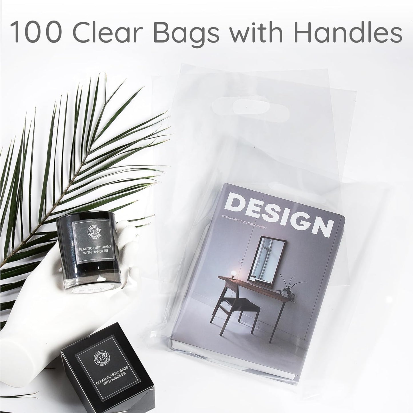 100 Clear Plastic Bags With Handles 9"x12" Merchandise Bags 1.5Mil Thick Glossy Retail Bags and Shopping Bags For Small Business Boutique Bags and Clear Gift Bags With Handles