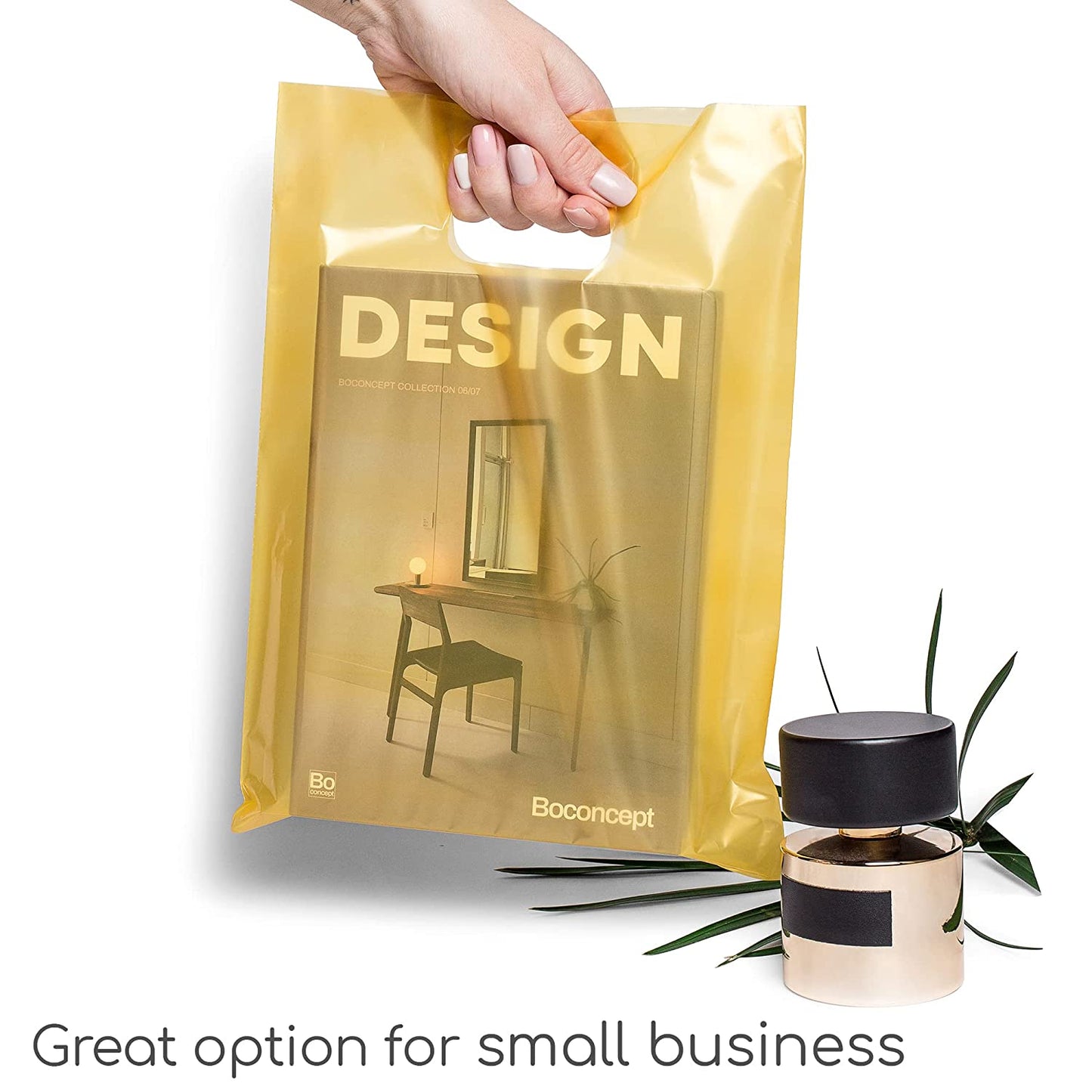 100 Gold Bags for Small Business 1.5Mil 9"x12" Merchandise Bags Extra Thick Glossy Thank You Bags and Gold Retail Bags Plastic Bags For Small Business with Die Cut Handles Gold Gift Bags