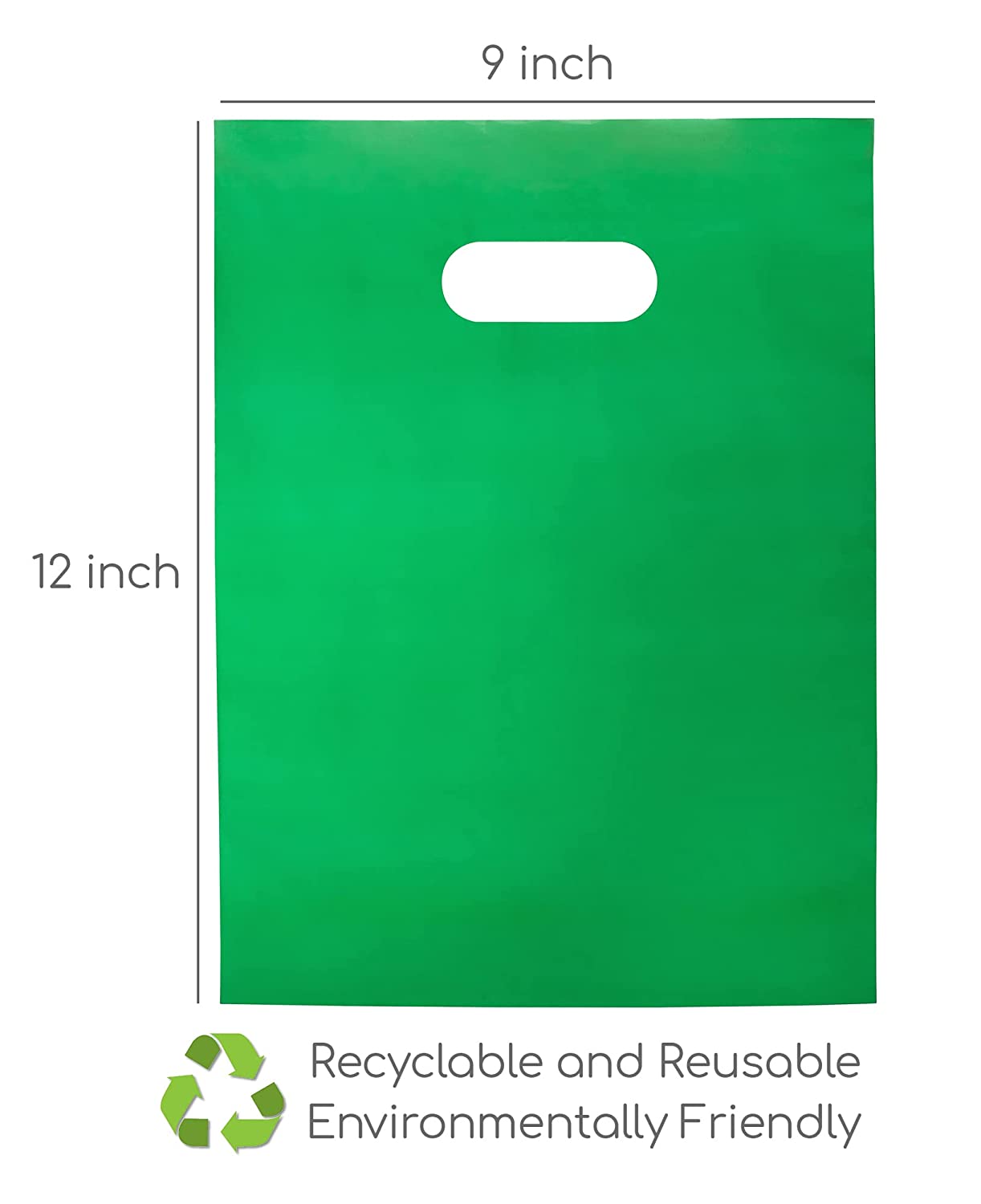 100 Green Bags for Small Business 1.5Mil 9"x12" Merchandise Bags Extra Thick Glossy Thank You Bags and Shopping Bags For Small Business with Die Cut Handles Green Gift Bags For Retail