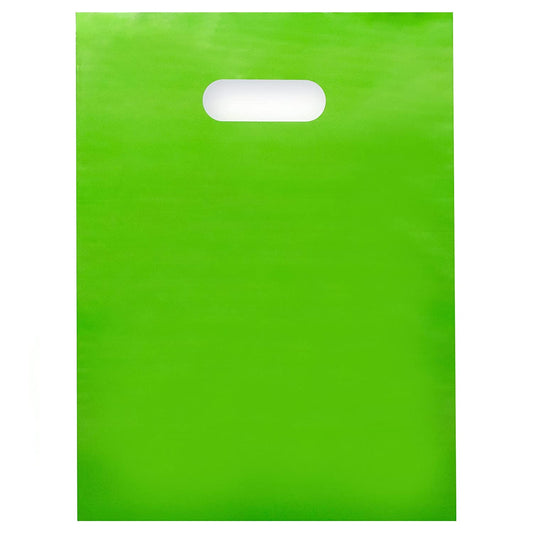 100 Lime Green Bags for Small Business 1.5Mil 9"x12" Merchandise Bags Extra Thick Glossy Thank You Bags and Lime Green Retail Bags Plastic Bags with Die Cut Handles Lime Green Gift Bags