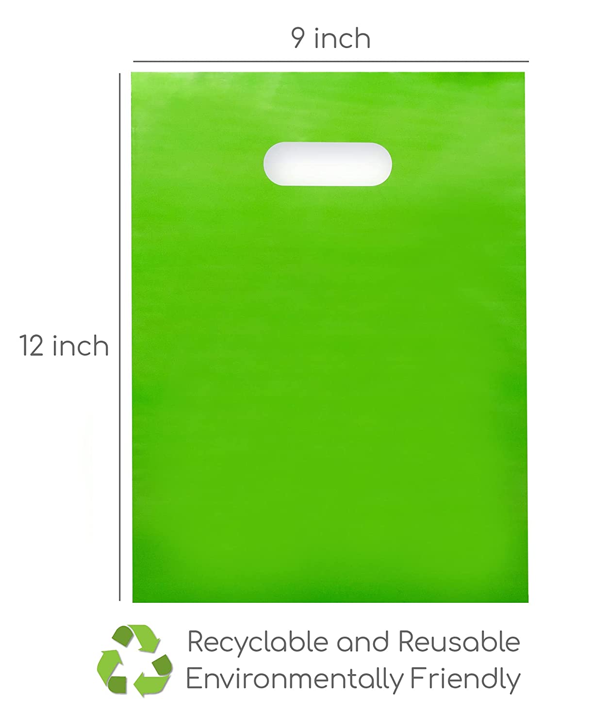 100 Lime Green Bags for Small Business 1.5Mil 9"x12" Merchandise Bags Extra Thick Glossy Thank You Bags and Lime Green Retail Bags Plastic Bags with Die Cut Handles Lime Green Gift Bags