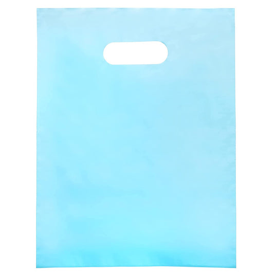 100 Pastel Blue Bags for Small Business 1.5Mil 9"x12" Merchandise Bags Extra Thick Glossy Thank You Bags and Pastel Blue Retail Bags Plastic Bags with Die Cut Handles Gift Bags