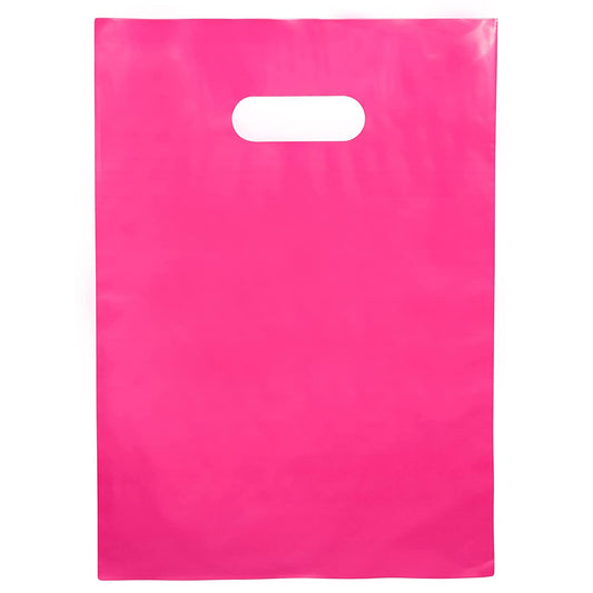 100 Pink Bags for Small Business 1.5Mil 9"x12" Merchandise Bags Thick Glossy Retail Bags and Pink Shopping Bags with Die Cut Handles Boutique Bags and Pink Plastic Bags & Pink Bags