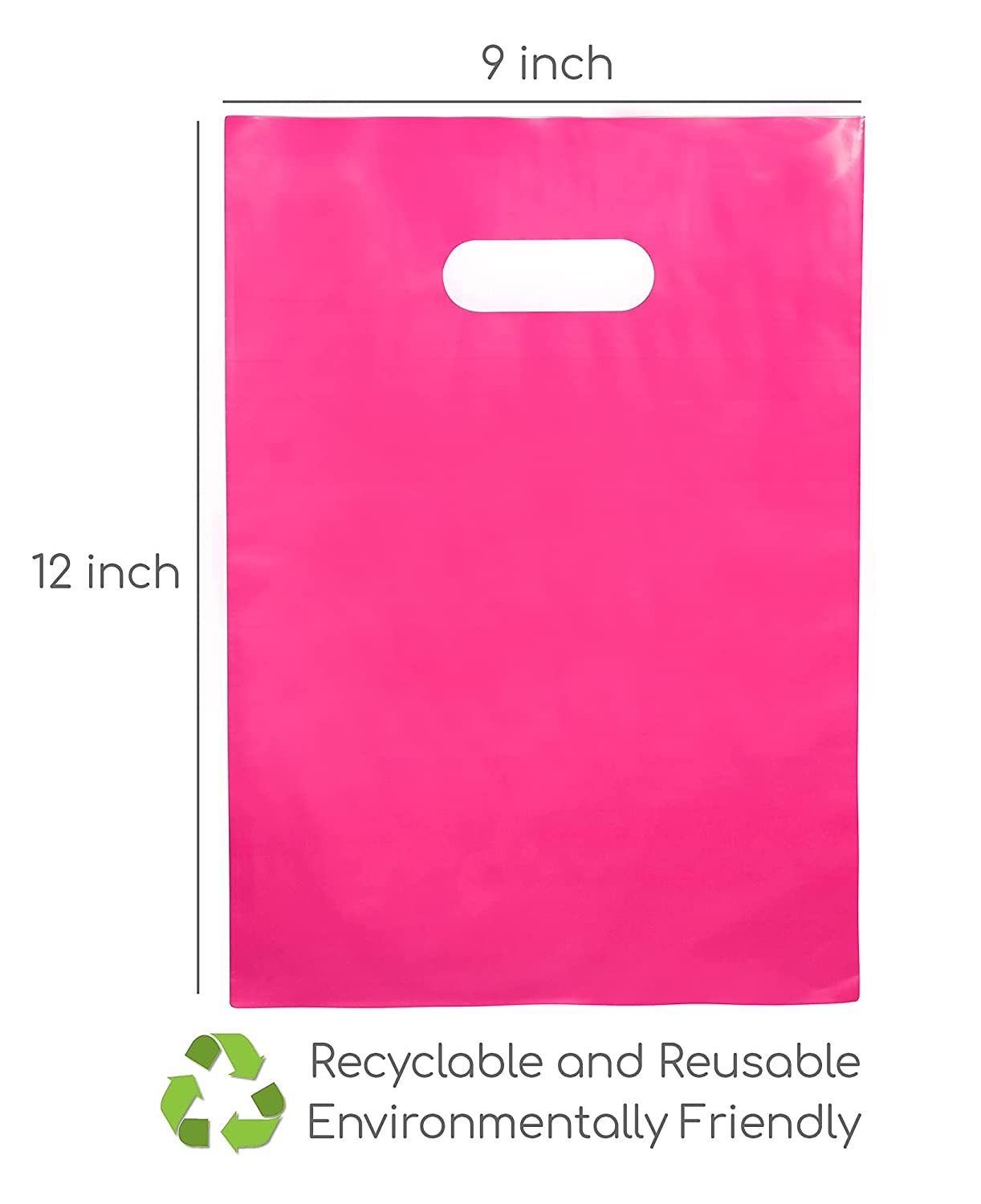 200 Pink & Purple Bags for Small Business 100 Pink and 100 Purple 1.5Mil 9"x12" Merchandise Bags Thick Glossy Retail Bags and Shopping Bags For Small Business with Die Cut Handles Boutique Bags