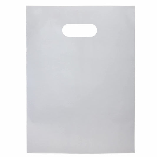 100 Silver Bags for Small Business 1.5Mil 9"x12" Merchandise Bags Extra Thick Glossy Thank You Bags and Shopping Bags For Small Business with Die Cut Handles Silver Gift Bags For Retail