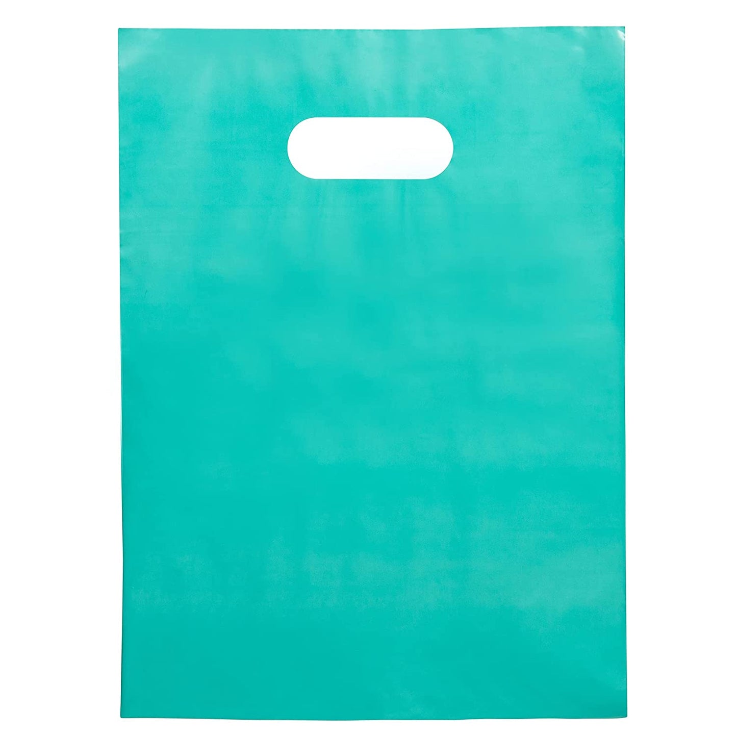 100 Teal Bags for Small Business 1.5Mil 9"x12" Merchandise Bags Extra Thick Glossy Thank You Bags and Shopping Bags For Small Business with Die Cut Handles Teal Gift Bags For Retail