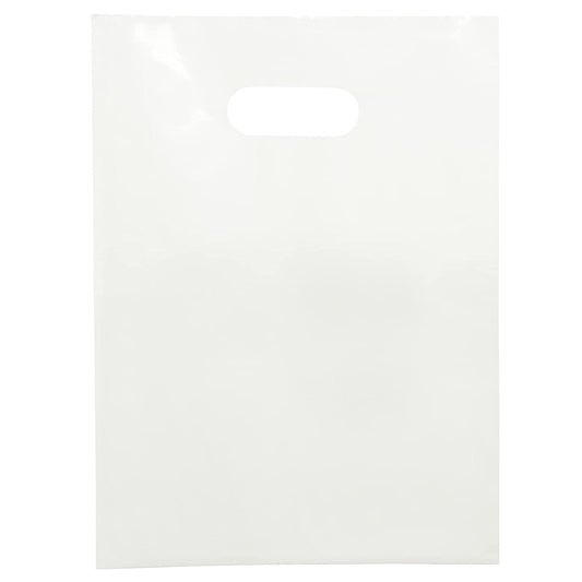 100 White Bags and Bags for Small Business 1.5Mil 9"x12" White Bag Merchandise Bags Extra Thick Glossy Plastic Bags White Gift Bags For Small Business with Die Cut Handles White Plastic Bags