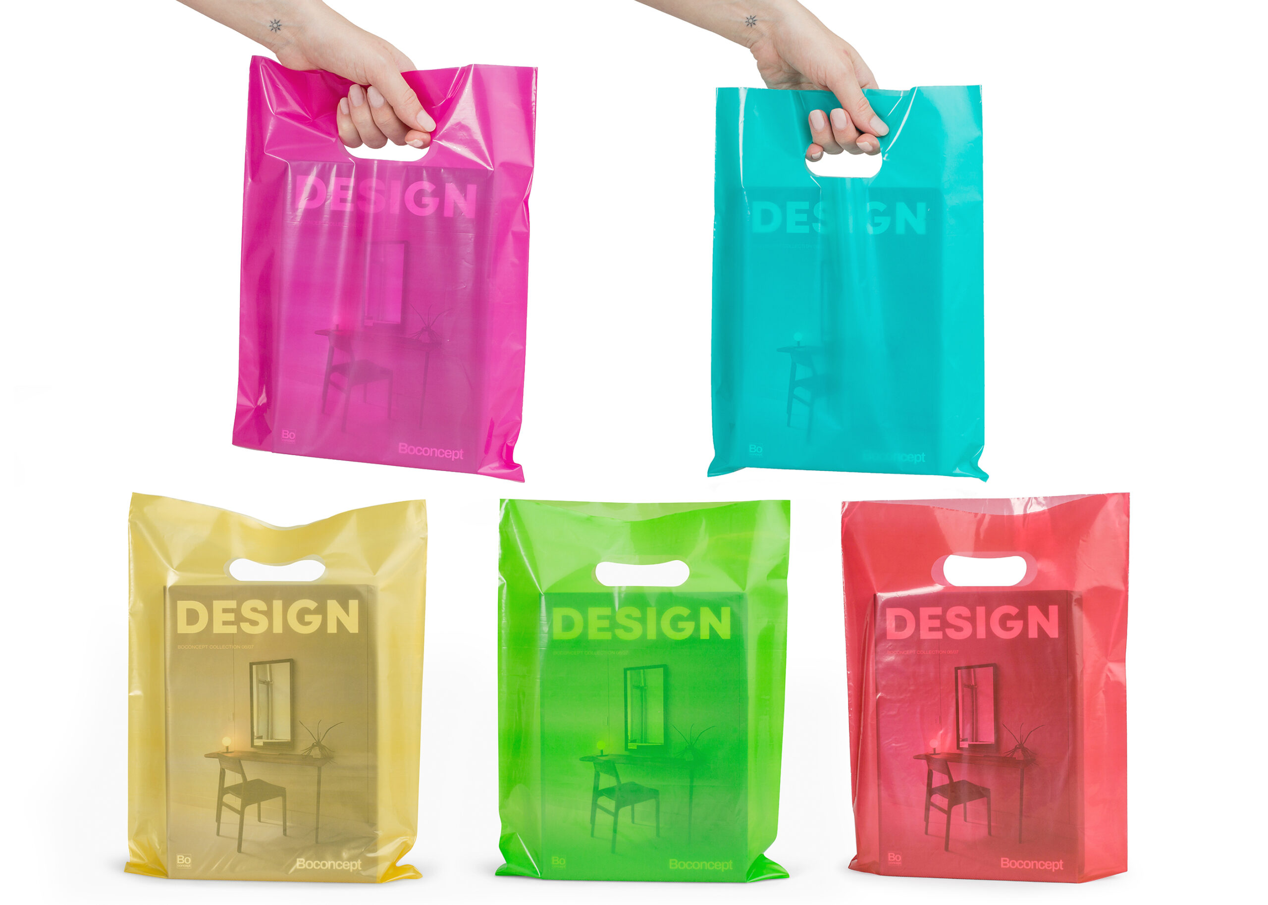 100 Multicolor Party Bags 1.5Mil, 9" x 12" Extra Thick Glossy Plastic Retail Merchandise Bags with Die Cut Handles, No Gusset Perfect Thank You Bags for Customers, Boutique bags, Gifts and Tradeshows
